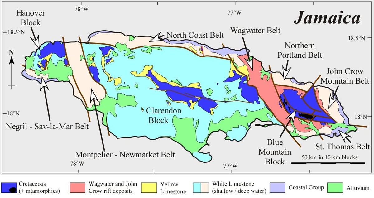 Mapa geološke jamajci