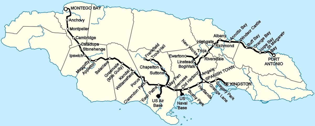 Mapa jamajci željezničke
