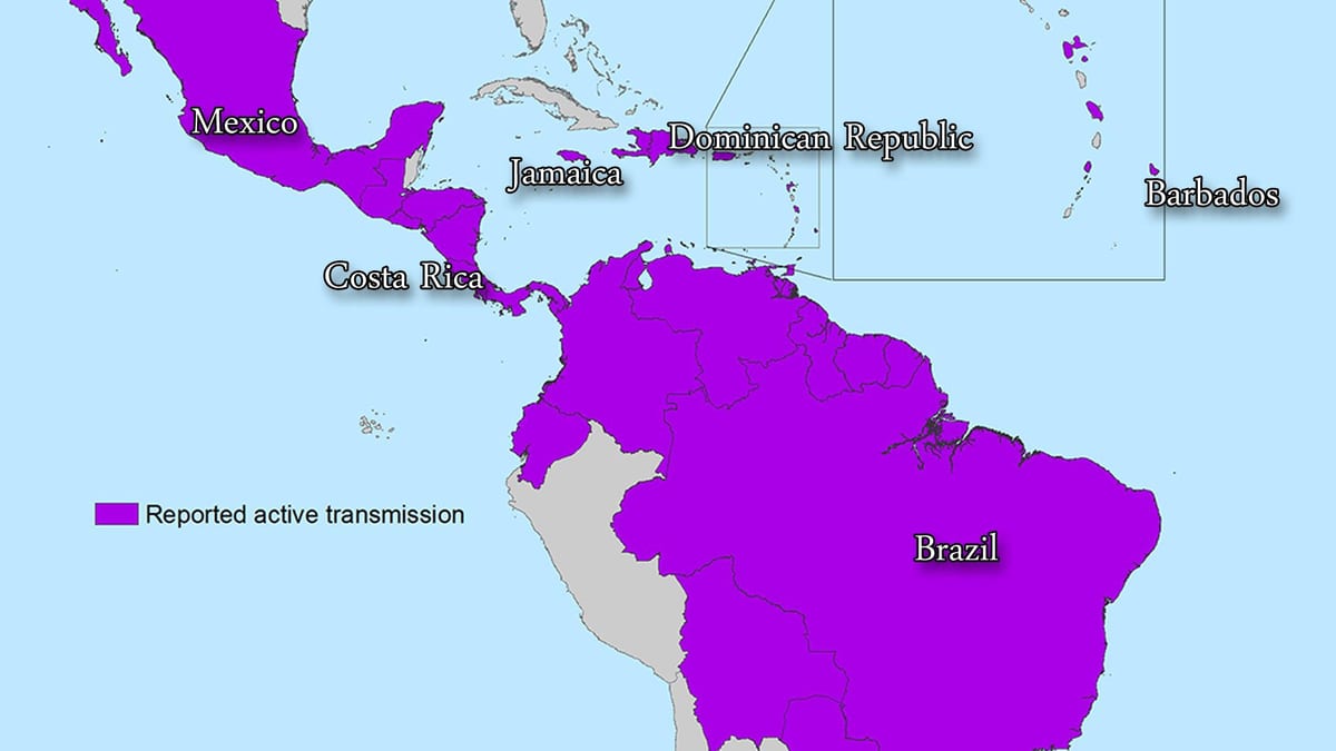 Mapa jamajci žika