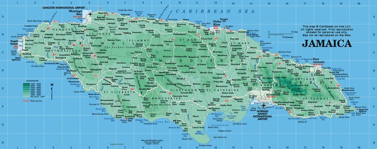 geografska karta jamajci