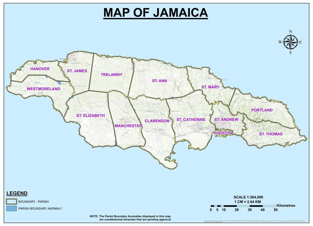 Mapa jamajci izborne jedinice,