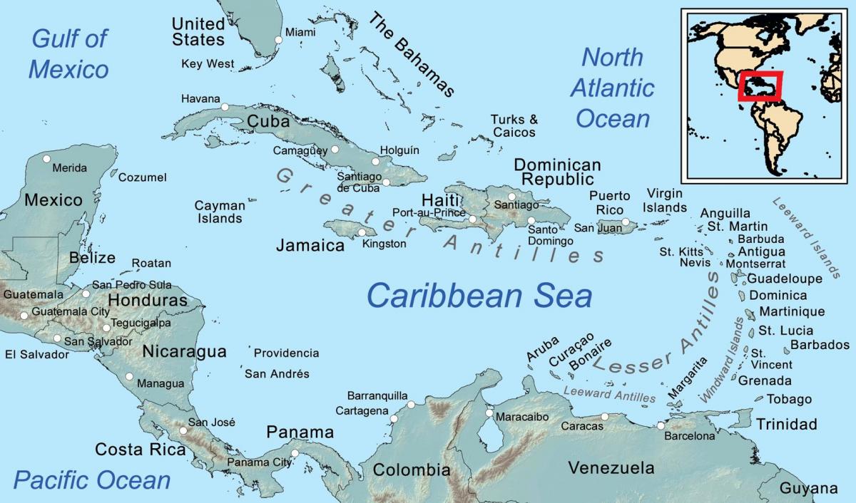 mapa jamajci i okolna ostrva