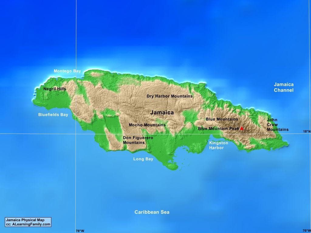 Mapa jamajci planinama 