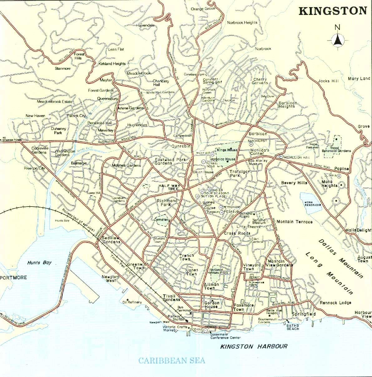 Mapa kingston jamajci naseljima