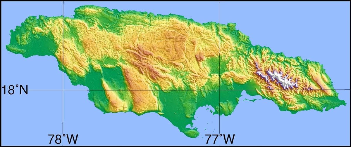 Mapa topografske jamajci
