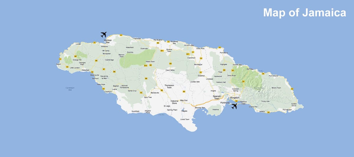 Mapa winnifred plaži jamajci