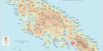 Mapa na južnoj obali jamajci 